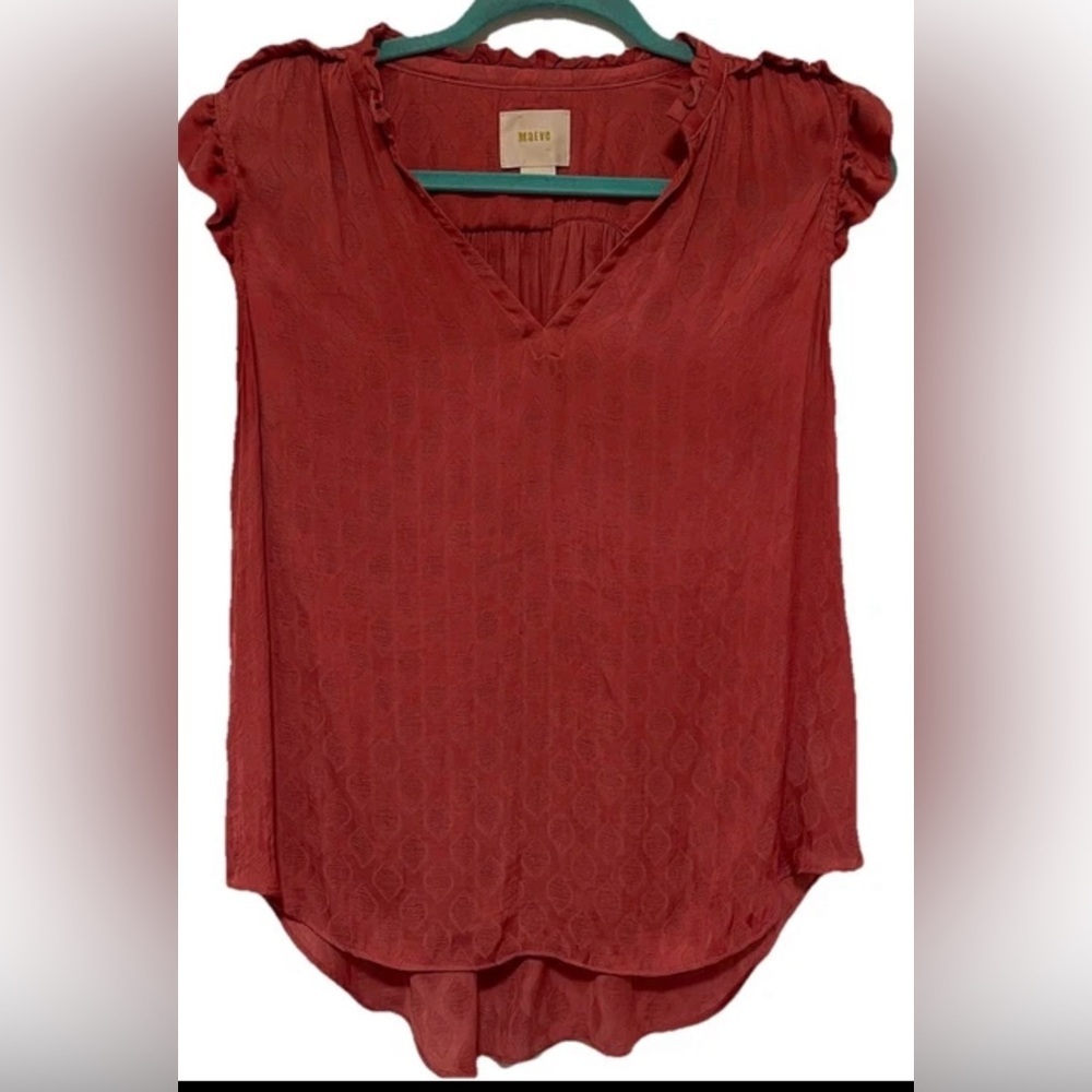 Maeve Anthropologie Women Blouse Rose Tyrie Ruffle Sleeveless V Neck Small - Picture 4 of 14
